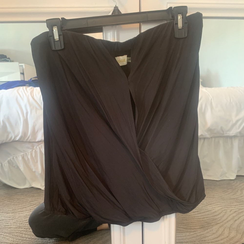 Ramy Brook Black Silk Strapless Top